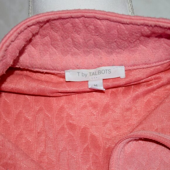 T by Talbots Sz M (8-10) Quilted Jacquard Zip Mock Neck Pullover Sweater - Picture 5 of 5